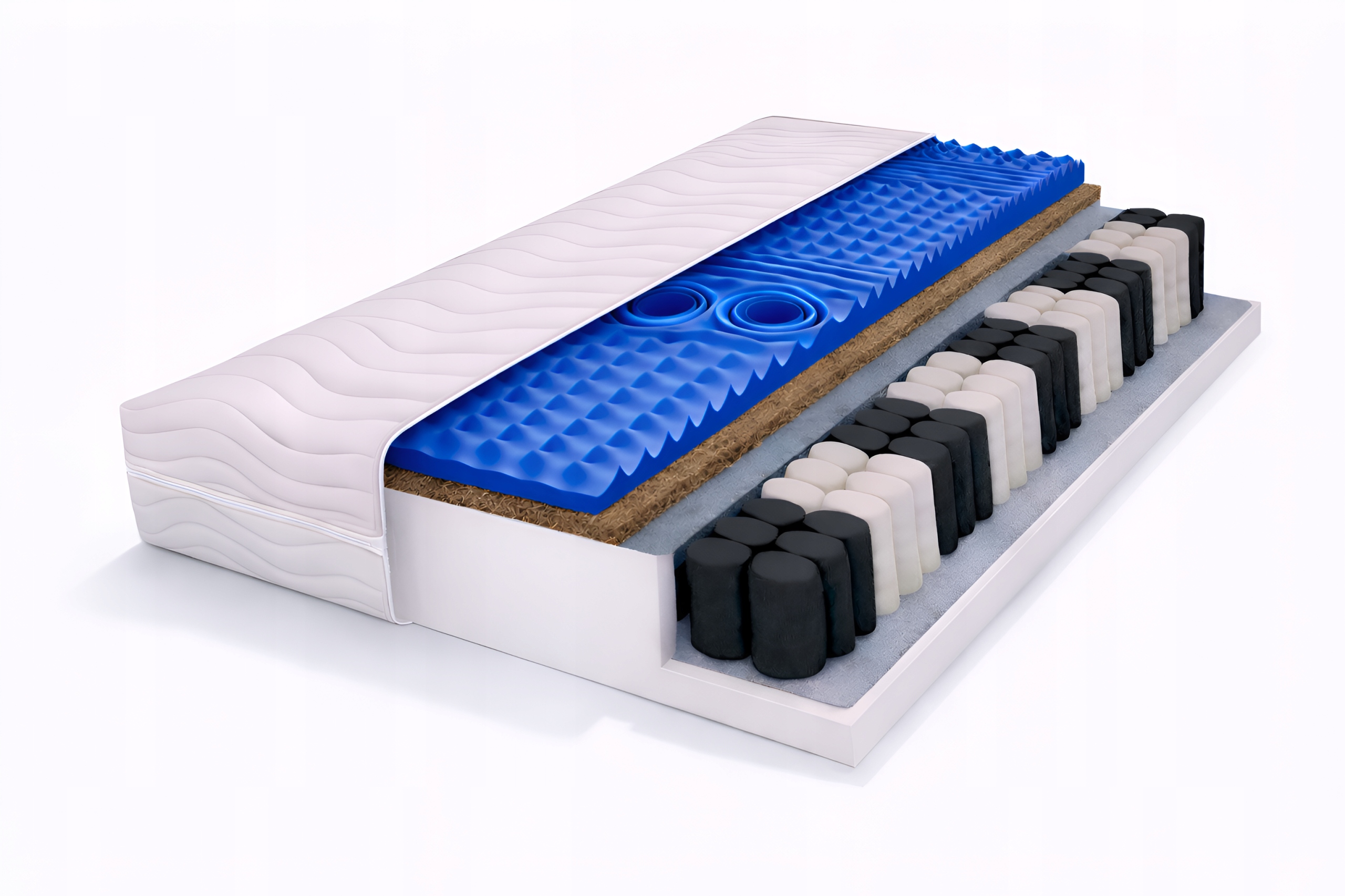 Materac kieszeniowy Masujący Kokos 90x190 pocket 7 Stref H3 Pianka profilow