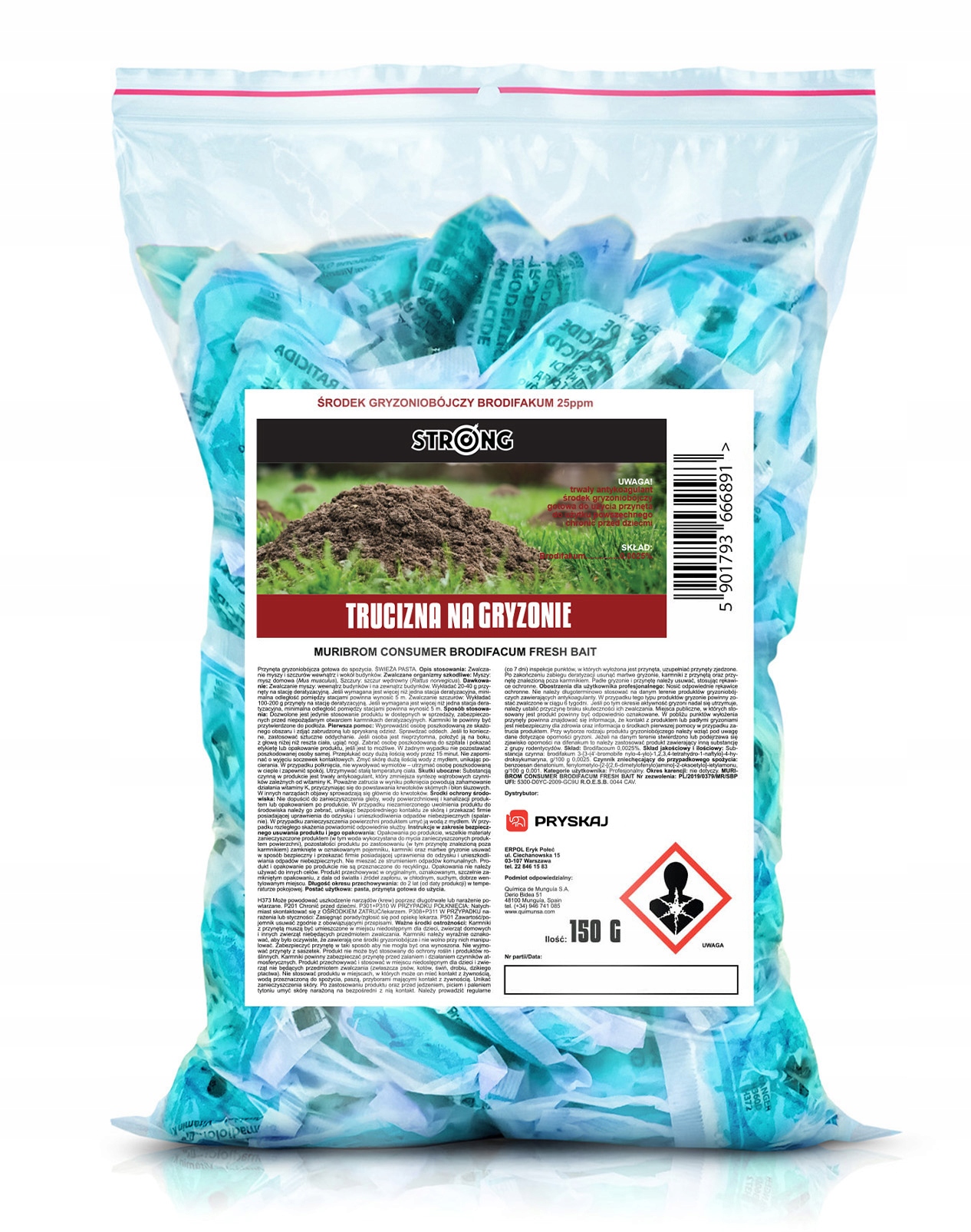 DAS STÄRKSTE NAGETIERGIFT IM GARTEN STARKE PASTENBEUTEL 450 G Originalverpackungszustand