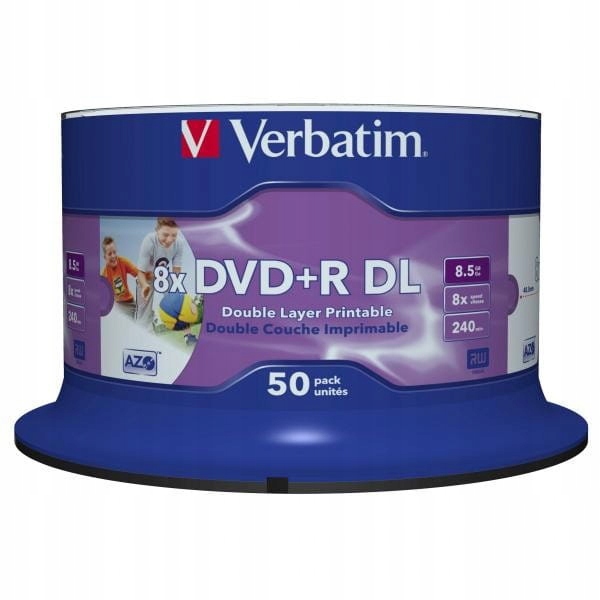 Verbatim Dvdr DL, Double Layer Wide Inkjet Printable, 43703, 8,5 Gb, 8X,