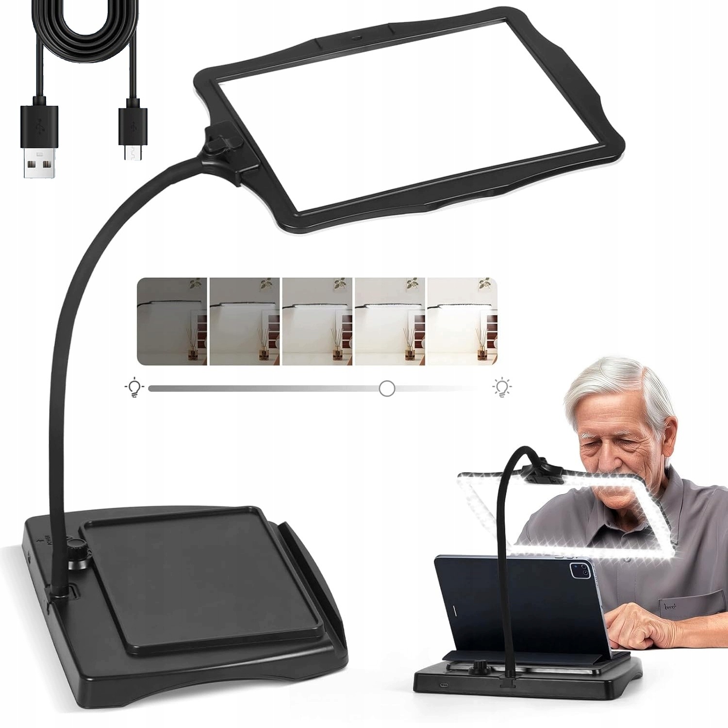 Lupa S 3X Podsvícením, Lampa S Lupou, Led Stolní Lampa