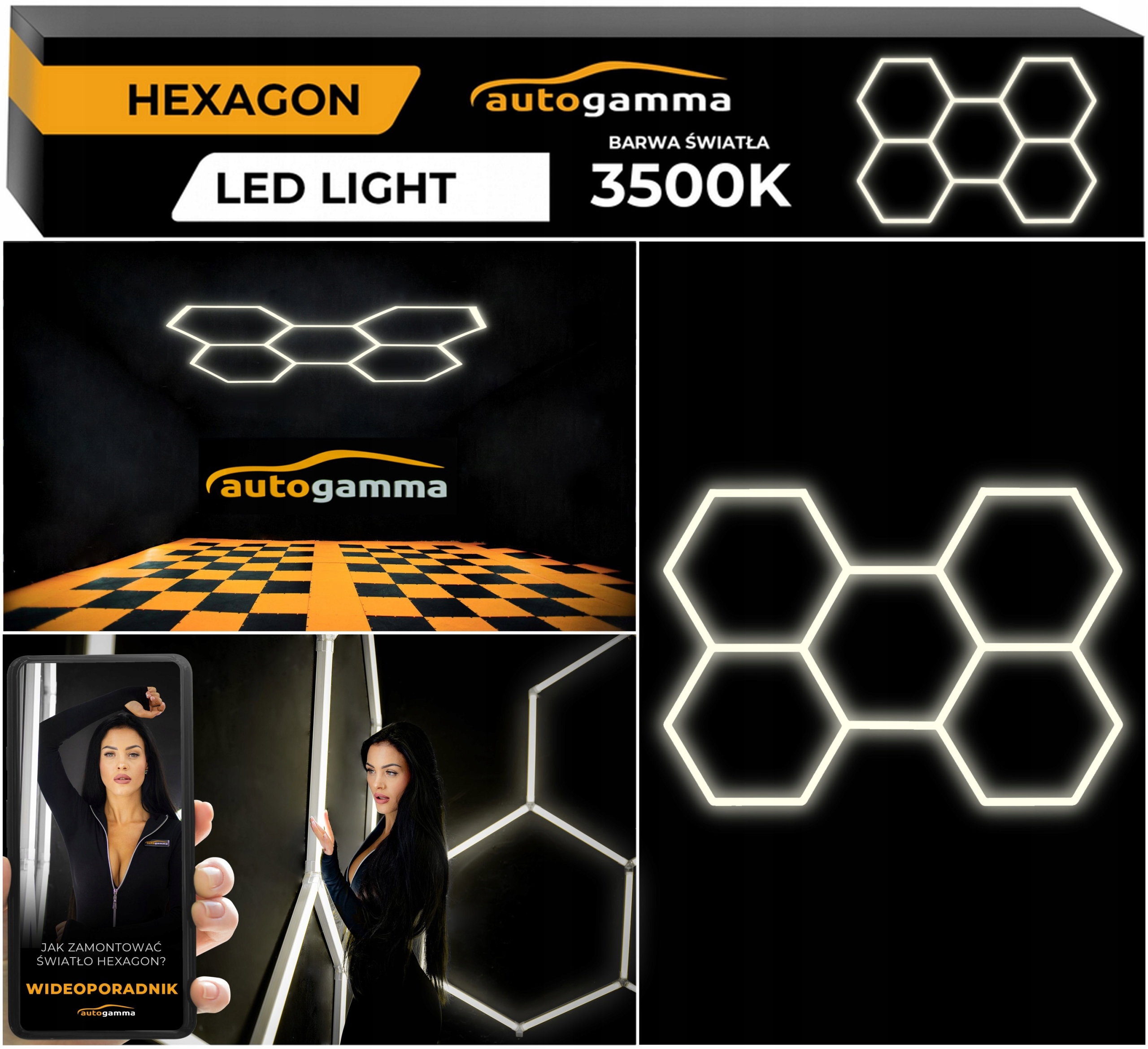 Led lampa Hexagón Panel Osvetlenie Dielňa Garáž Dom 297 x 206 3500-4000K
