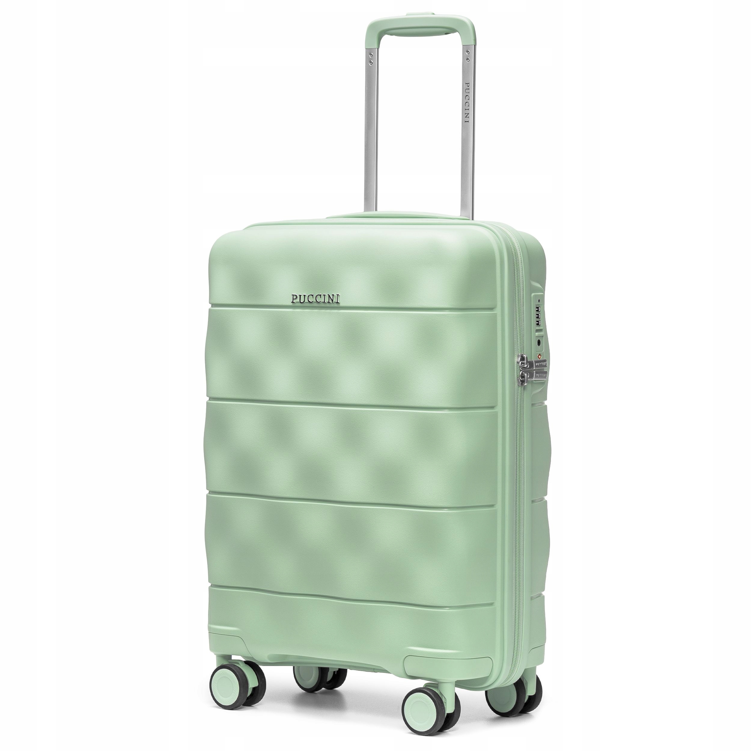 Puccini Walizka Kabinowa Podróżna Lekka Polipropylenowa Zielona PP026C-5C