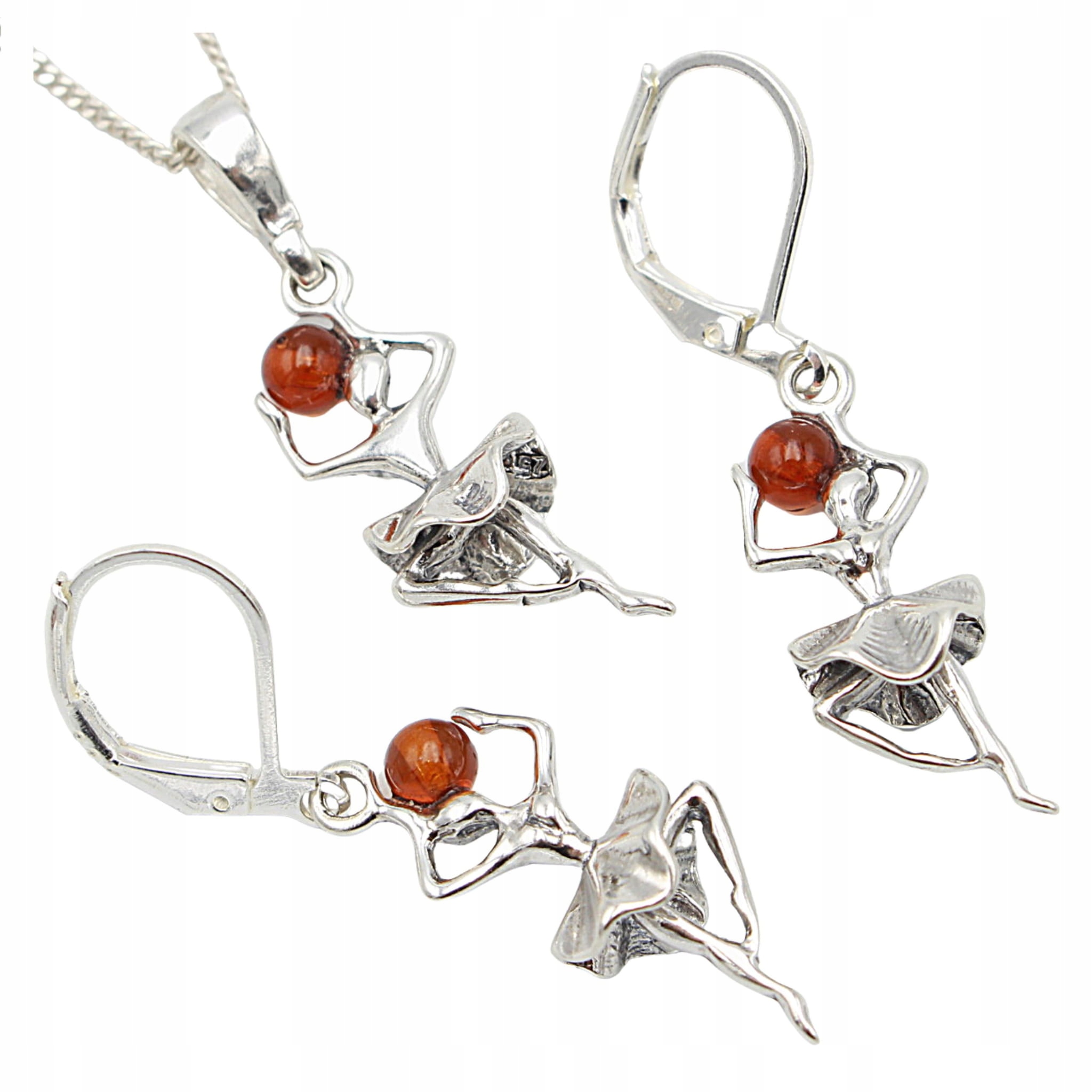 Stříbrný Komplet jantar stříbro Certifikát