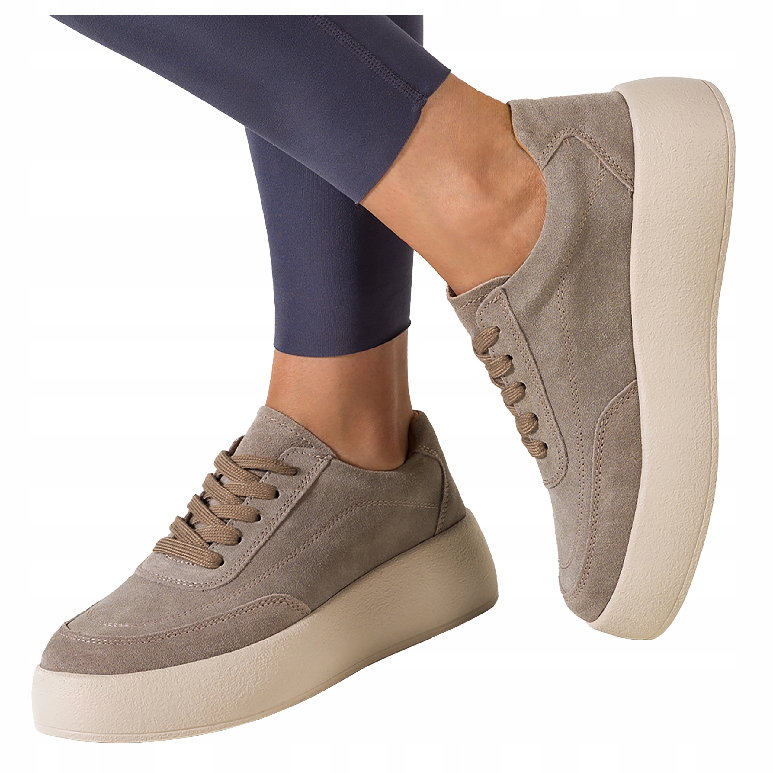 Dámské kožené tenisky Béžové Creepersy Pohodlné Sportovní obuv velikost 41