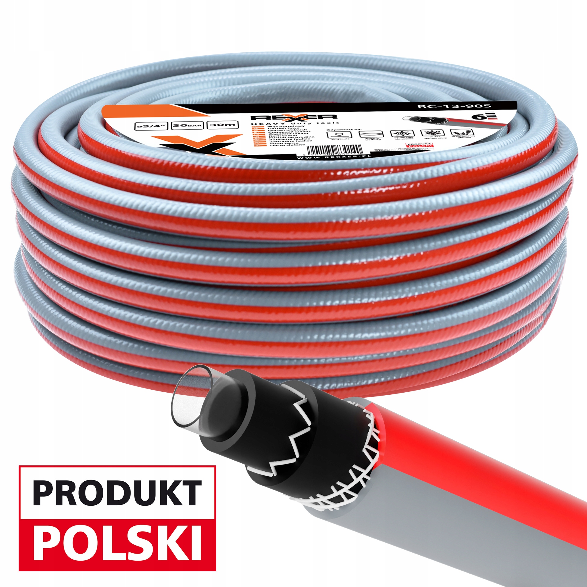 

Wąż Ogrodowy 6-warstwowy 3/4" 30m 30 Bar