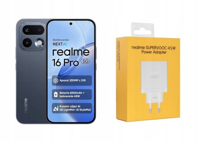 Smartphone realme 16 Pro 5G 8 Gb 512 Gb Ois Šedý Pebble Grey Nabíječka