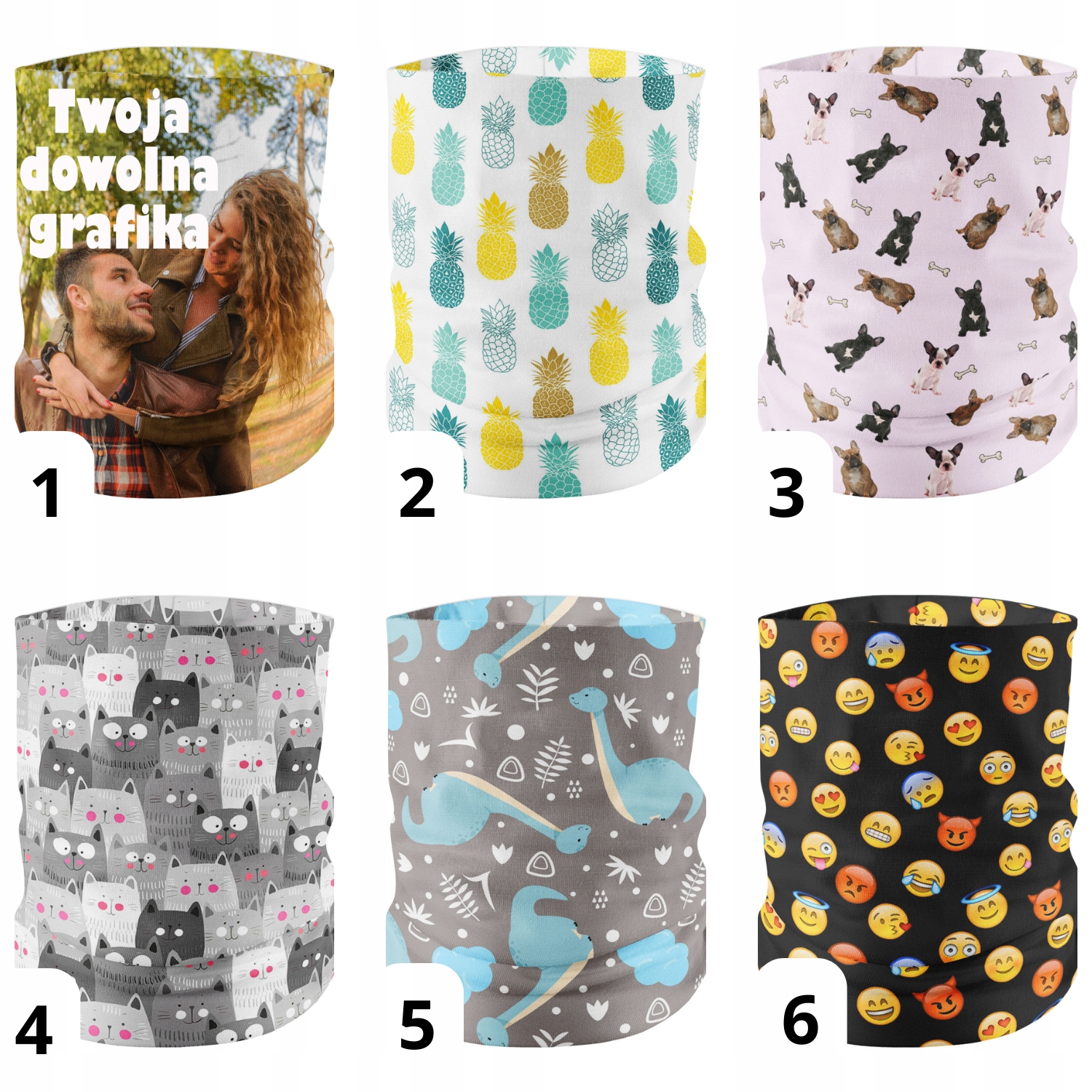 Chusta Wielofunkcyjna Szal Komin Funkcyjny Tuba Opaska WZORY Kolekcja Jesień