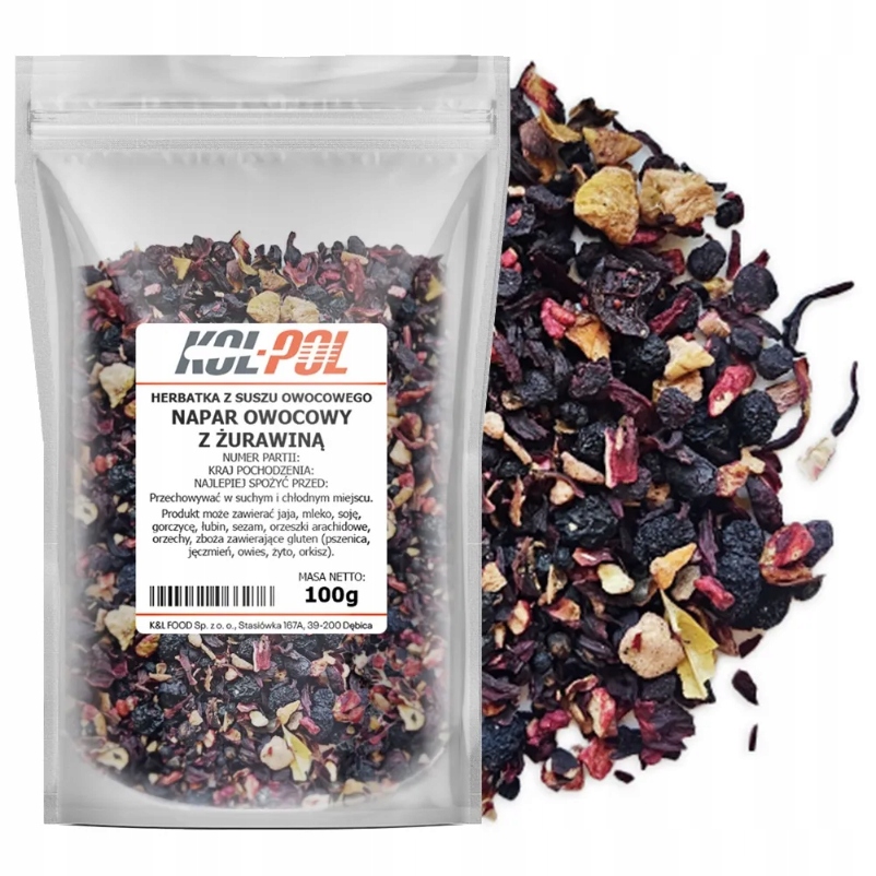Čaj Ovocný Nálev Brusinky 200 g Přírodní sušený čaj Kol-Pol