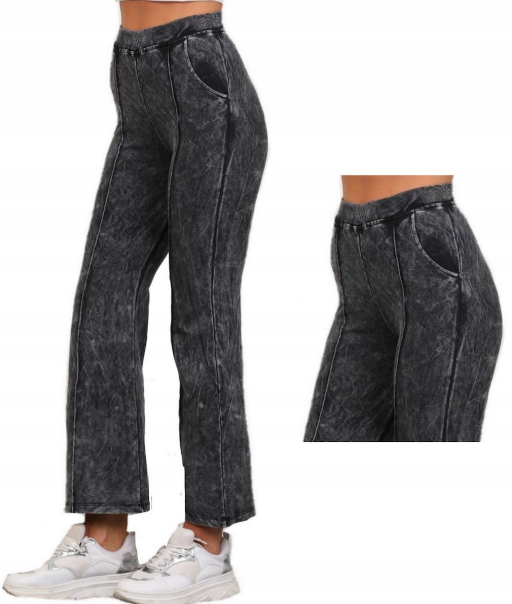

spodnie dziewczęce jeans dzwony grafit 128-134