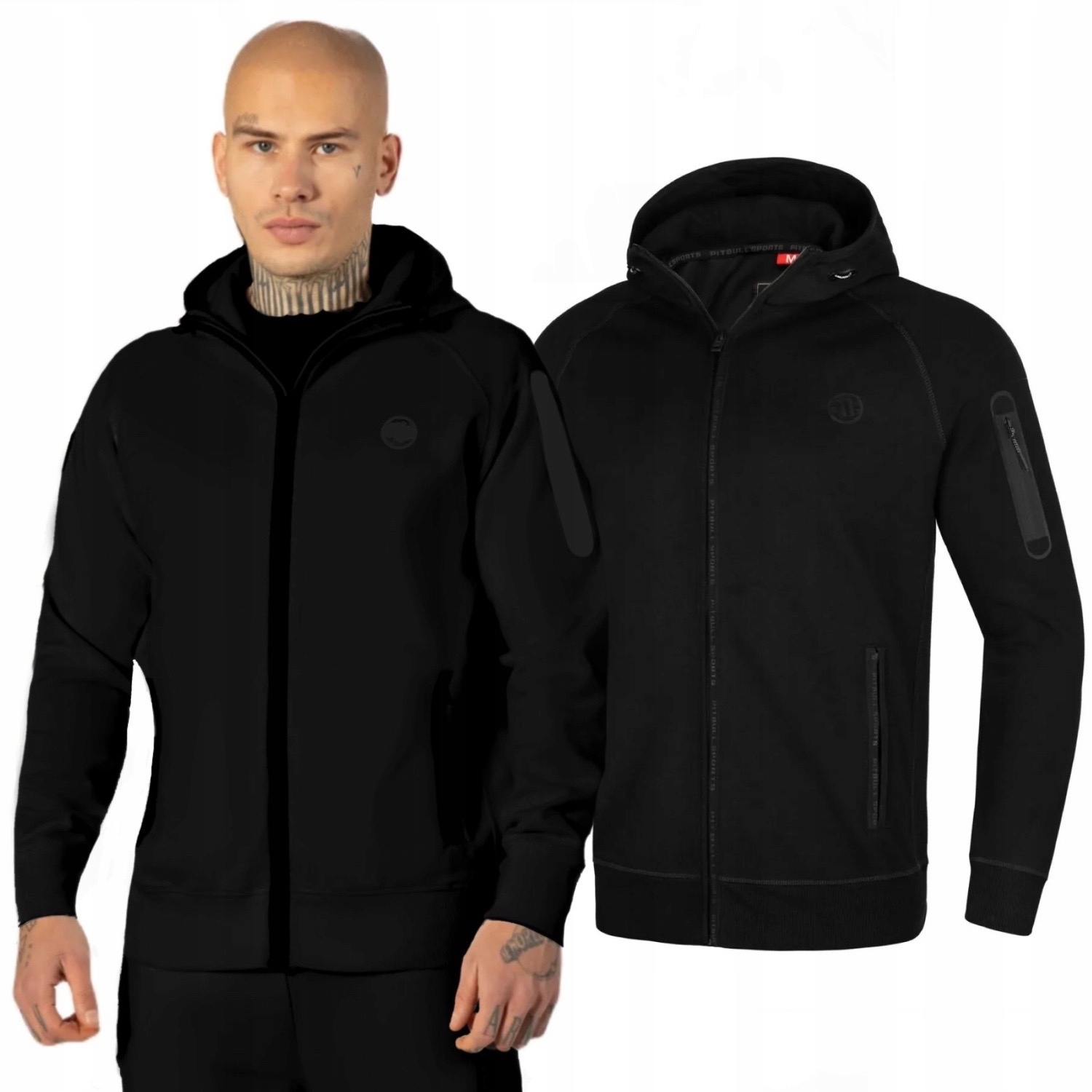 Rozepínací mikina s kapucí Pitbull 300 Interlock Beachfront Černá XXL