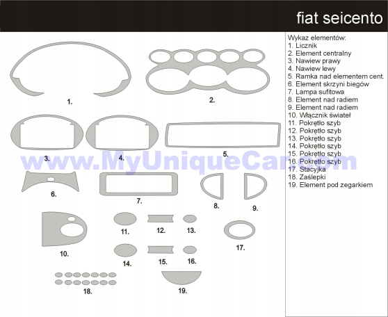 FIAT SEICENTO OKLEINA KOKPITU PANEL KOKPIT 3D 3M Width 40 cm