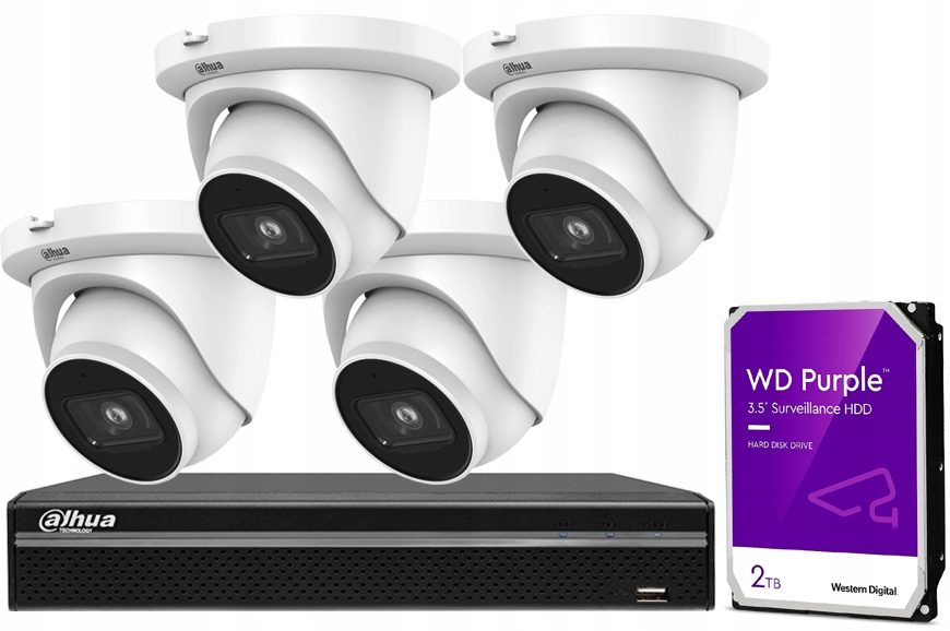 Sada pro monitorování Dahua 4MPx WizSense Analytika 4 Ip kamery Nvr PoE