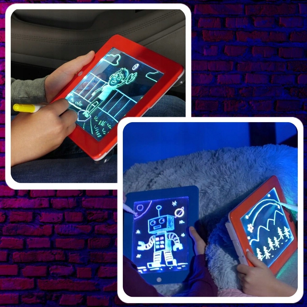 TABLET GRAFICZNY DO RYSOWANIA ZNIKOPIS 12,5" SZABLONY PISAKI NEONOWE XXL Wysokość produktu 19 cm