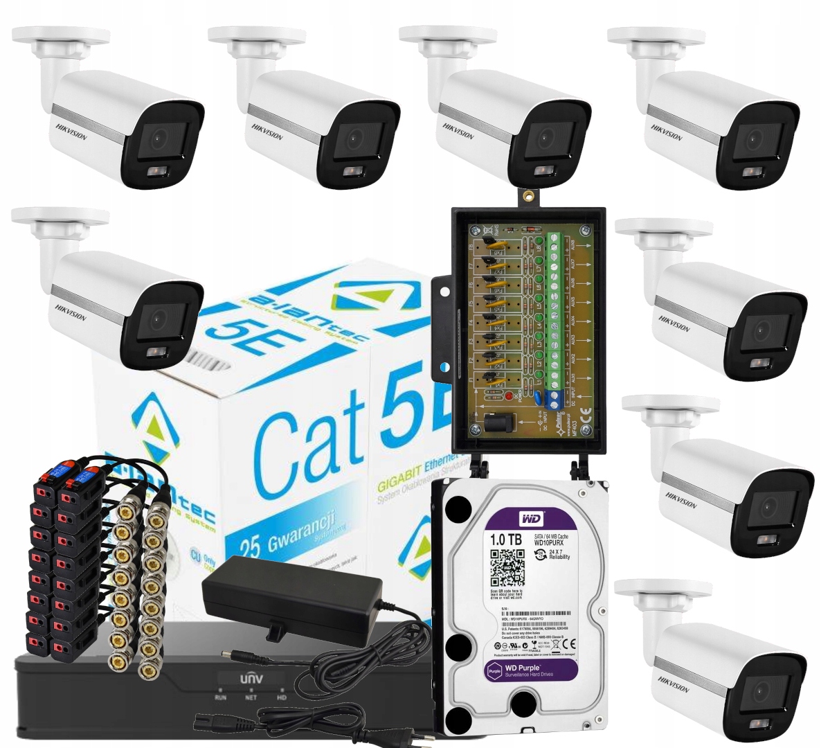 Analógový set na monitorovanie 8 kamier 4 v 1 Hikvision, rekordér, disk