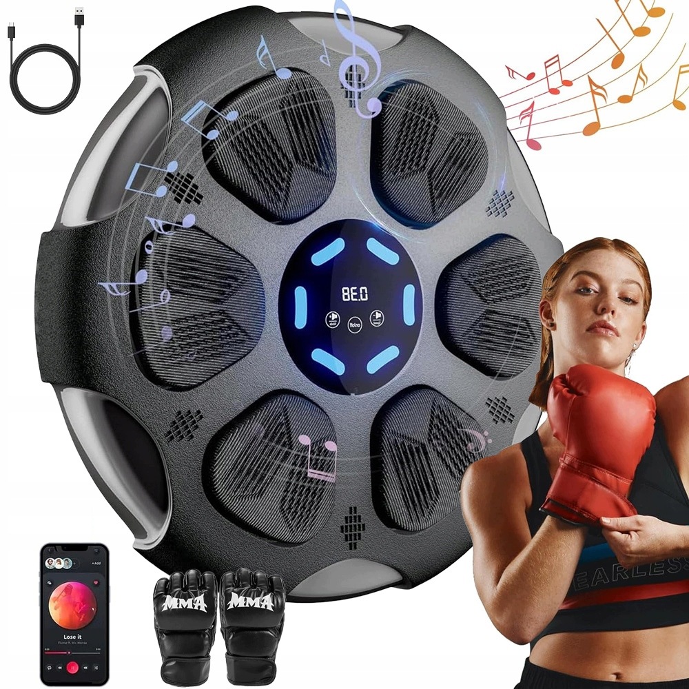 Music Boxing Machine W Treningowy Ściana Bokserska Led Bluetooth 9 Trybów