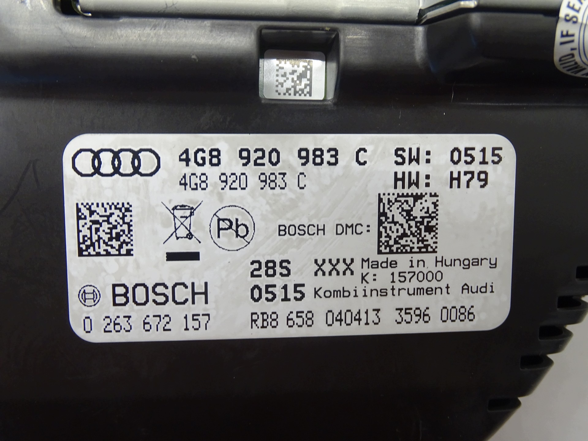 dials clock AUDI A6 C7 4G 4G8920983C UK
