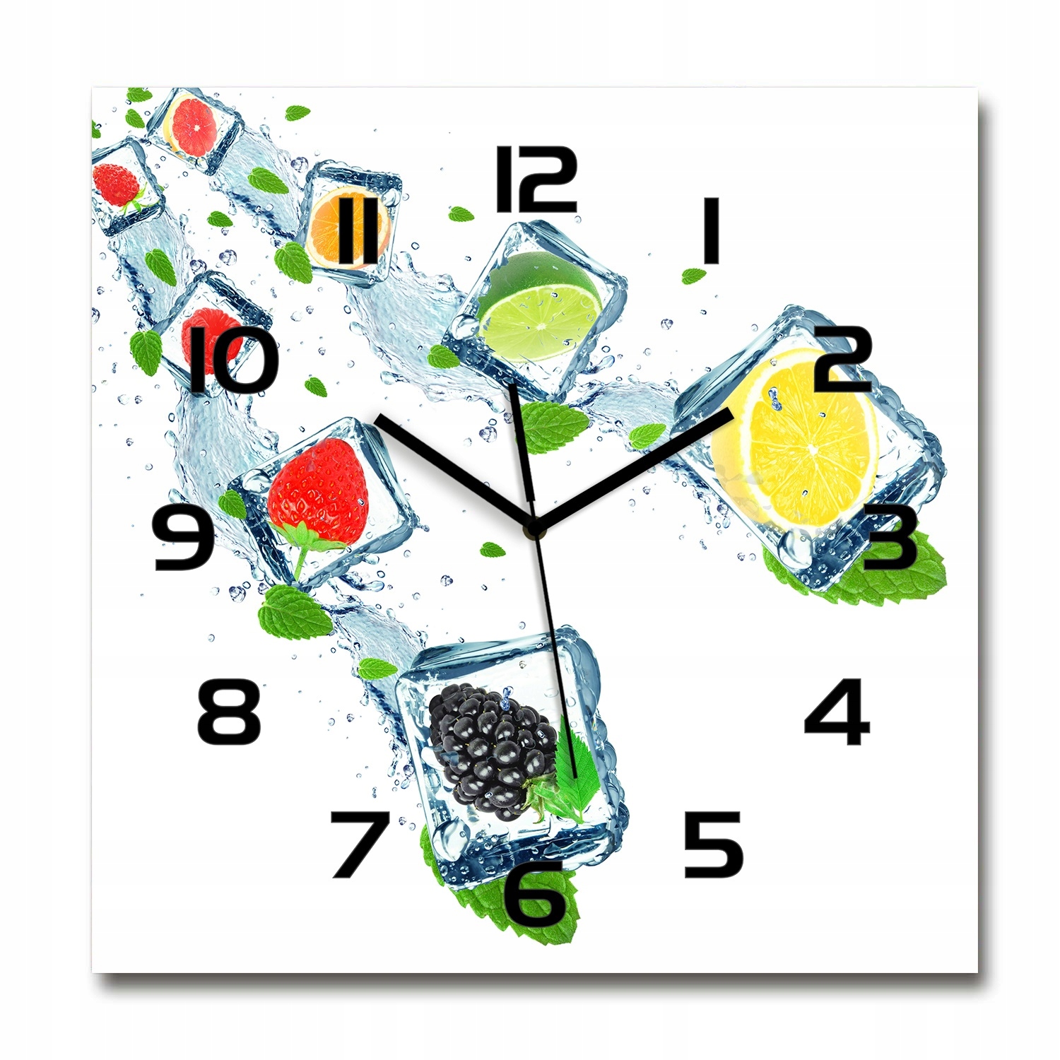 

Duży szklany zegar ścienny Owoce w kostkach 60x60
