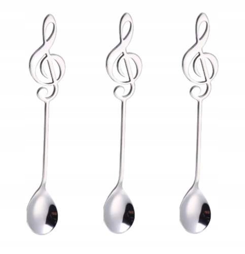 ŁYŻECZKI MUZYCZNE KLUCZ WIOLINOWY 3 SZT. SREBRNE Kod producenta 000000