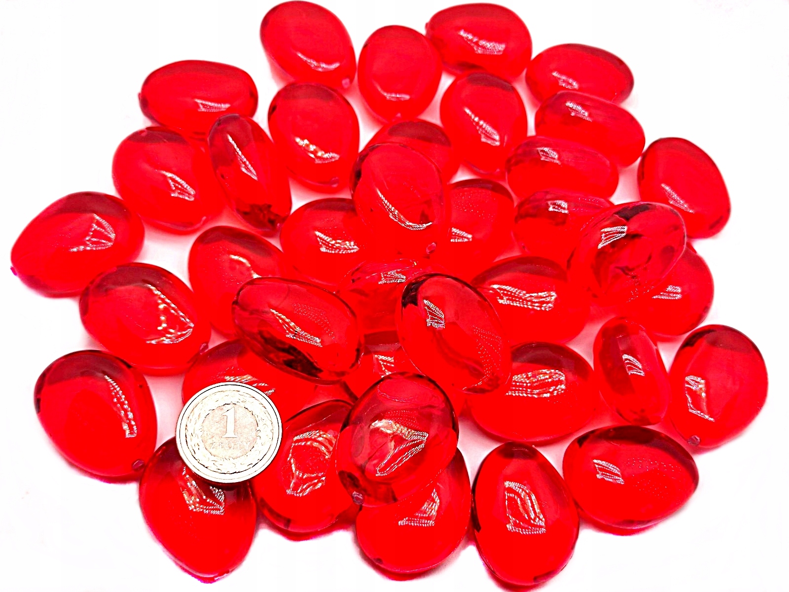 Kamienky kolík s kryštálikom červené fazuľky obklopujúce Red Exclusive Stones 38 Kusov