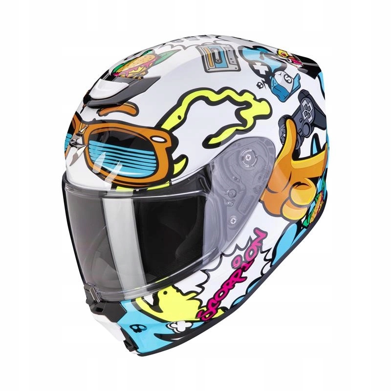 Motocyklová prilba Scorpion Exo-jnr Fun White/blue biela modrá Darčeky