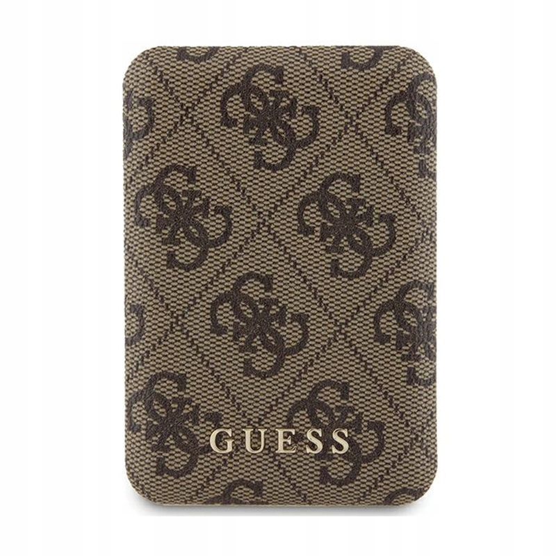 Guess 4G Leather Metal Logo Power Bank MagSafe 5000 mAh 15W hnědý