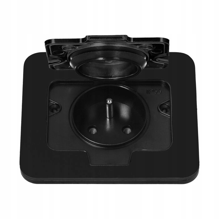 Hermetická elektrická zásuvka obdélníková, IP55, černá