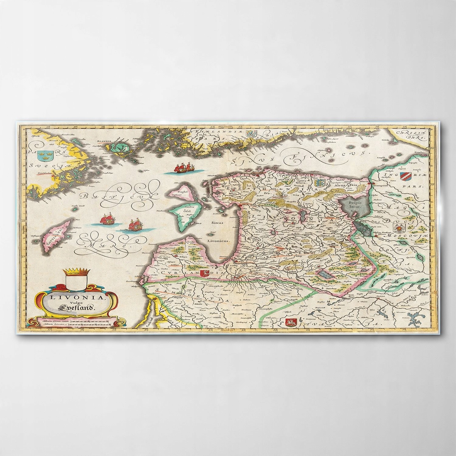 

Obraz Szklany Dekor Mapa Livonia Bałtyk 120x60