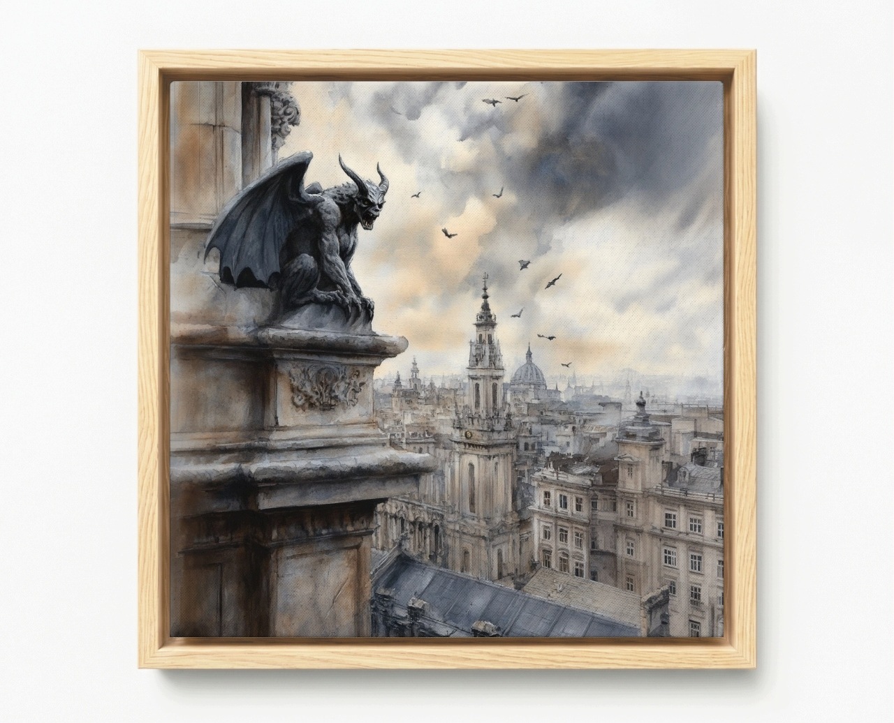 Obraz Rám Americký Box Město Panorama Pohled Socha Chrlič 80x80