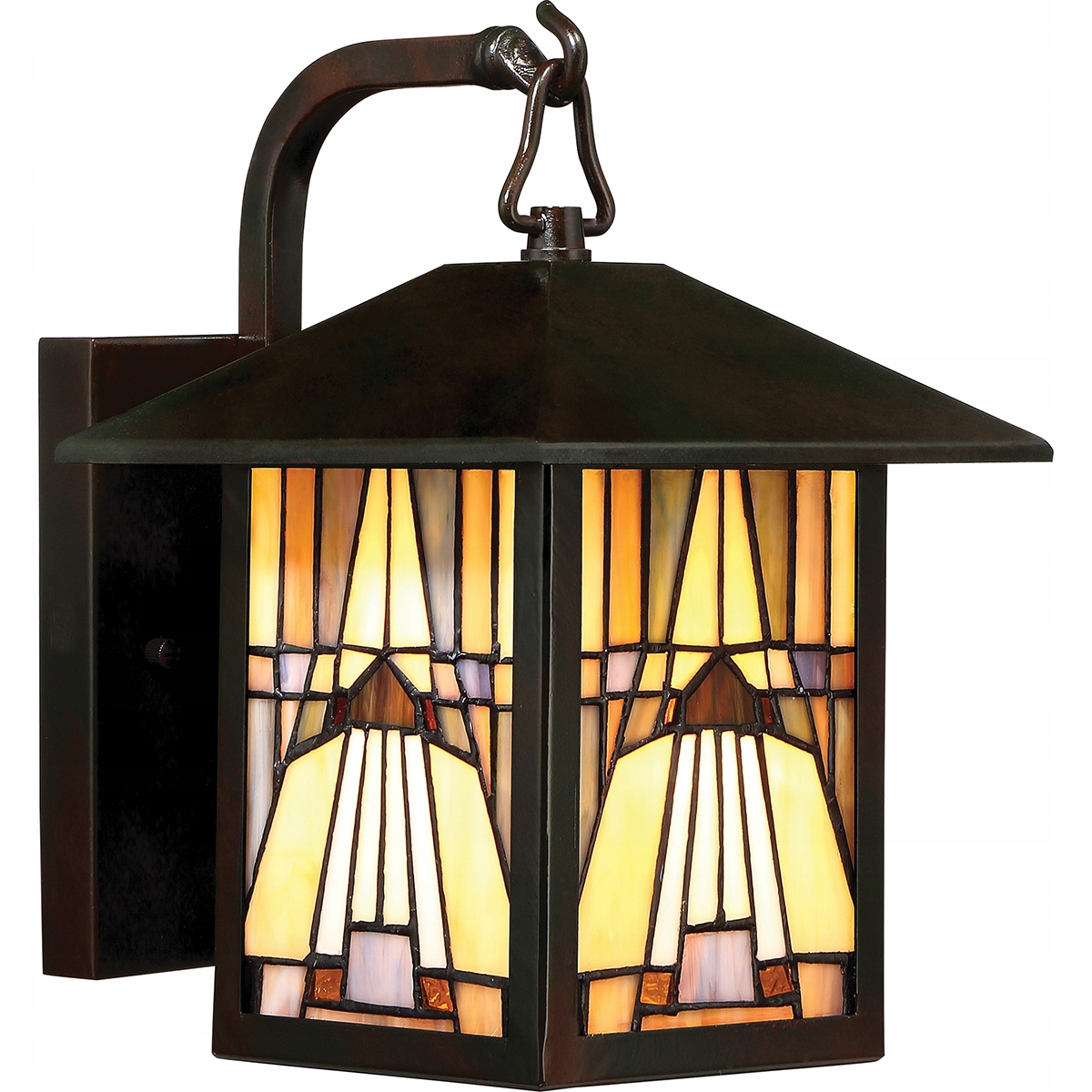 Vonkajšia nástenná lampa klasická vitrážová lampa hnedá Quoizel