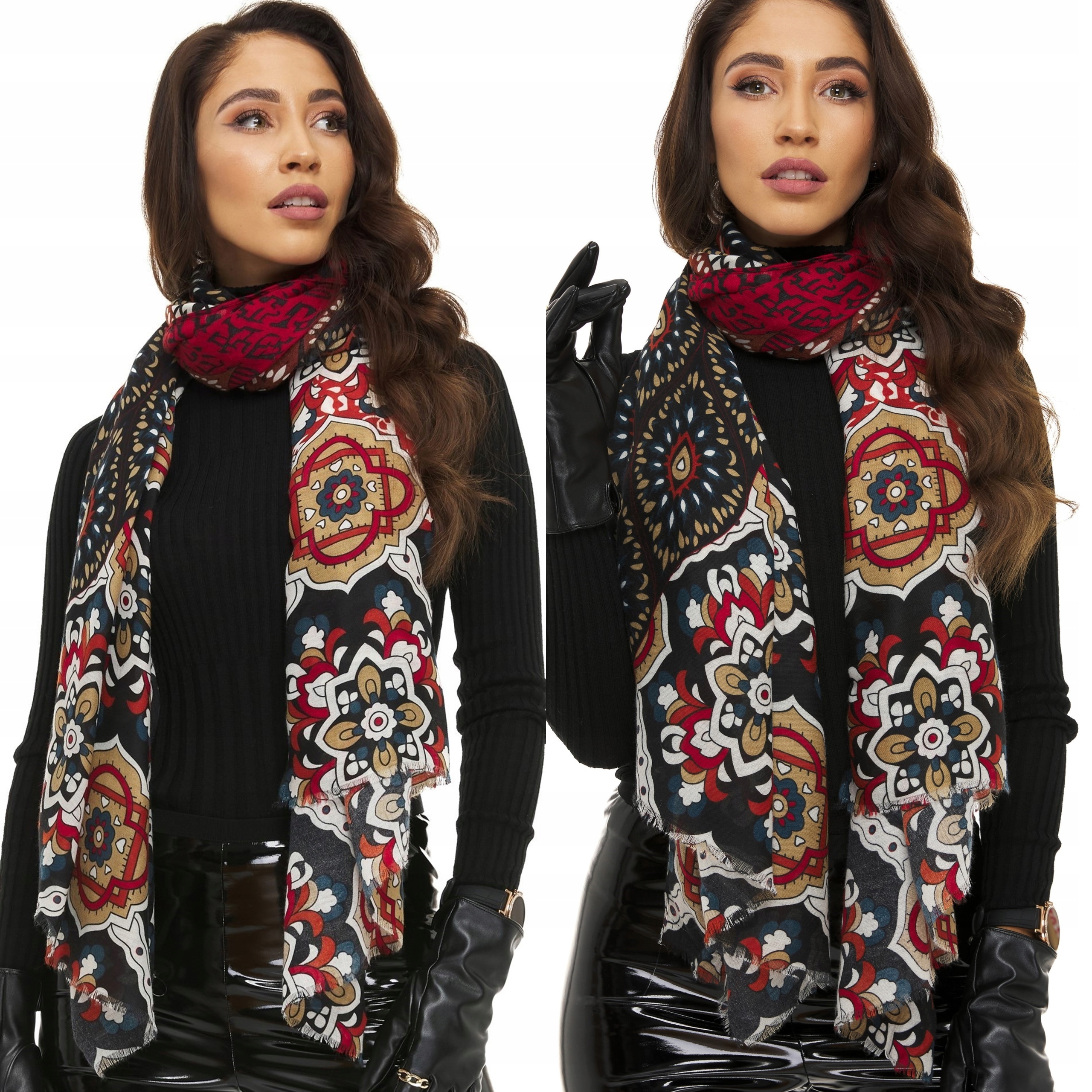 

Szal Szalik Damski wzór aztecki wielokolorowy