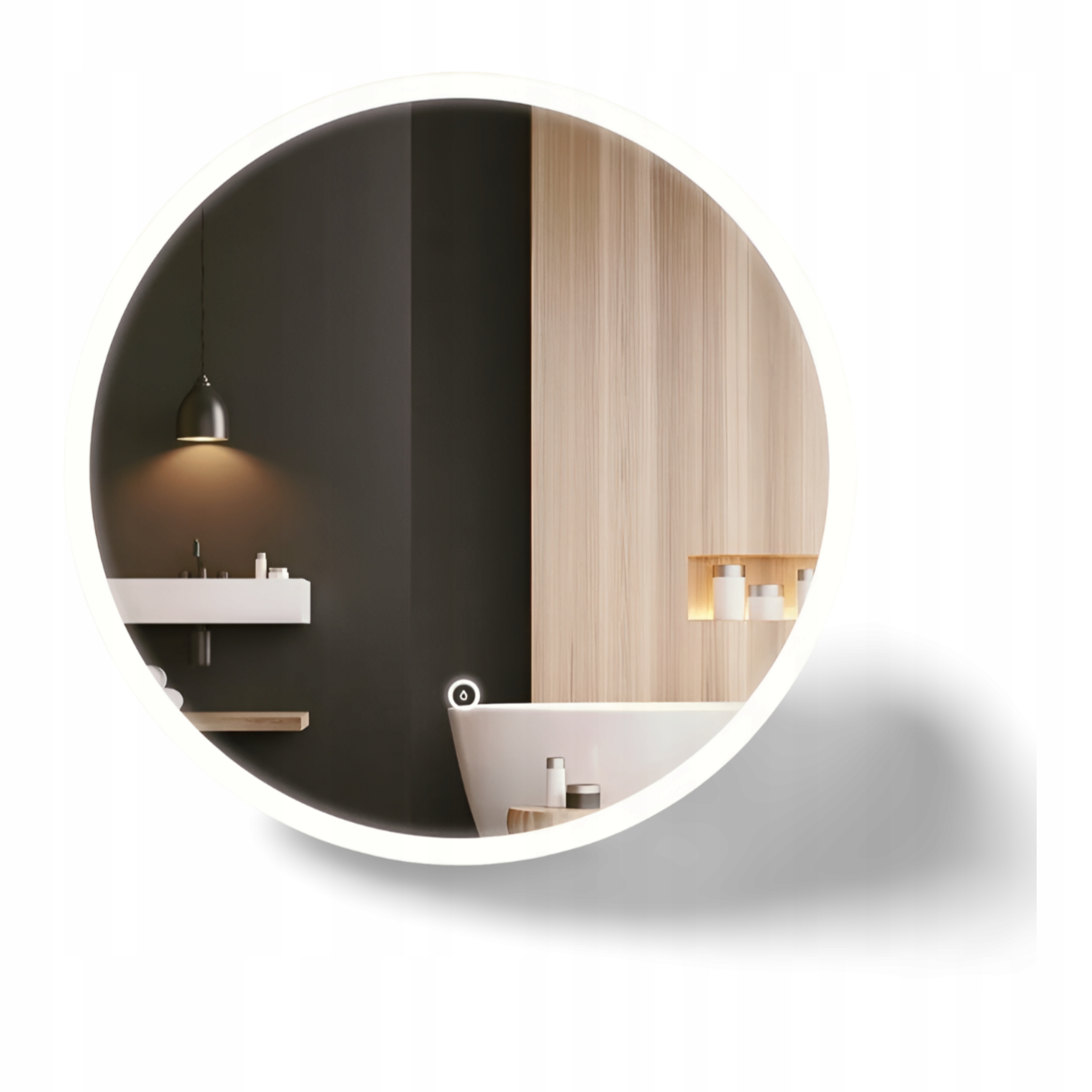 Nástenné Zrkadlo Do Kúpeľne Led S Podsvietením Na Make-up 80 cm Okrúhle Dotyk