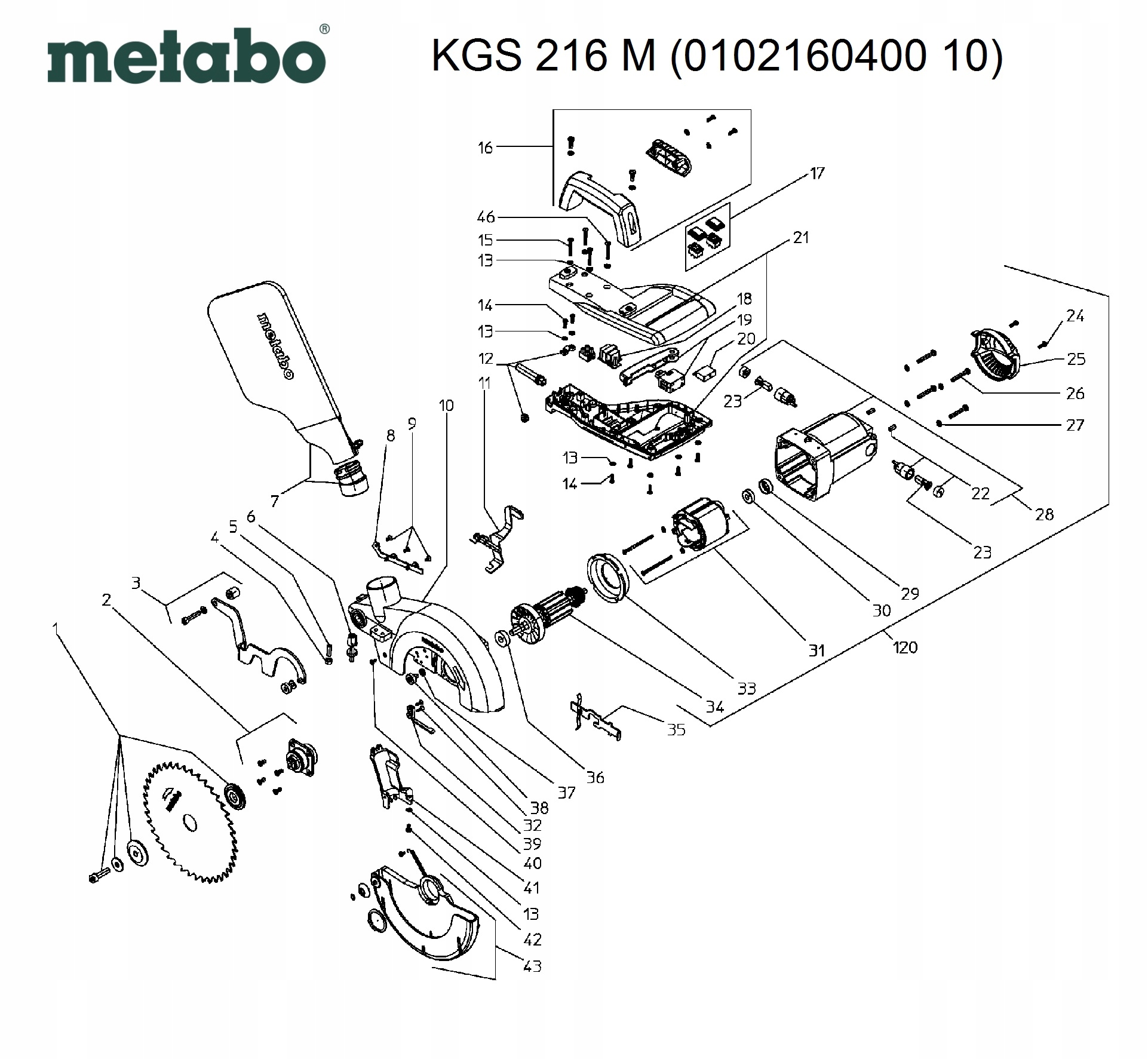 Metabo wirnik do pilarki ukosowej KGS 216 M Kod producenta 801 473 4890
