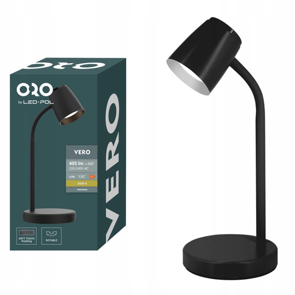 LAMPKA BIURKOWA LED nocna biurko szkolna CZARNA