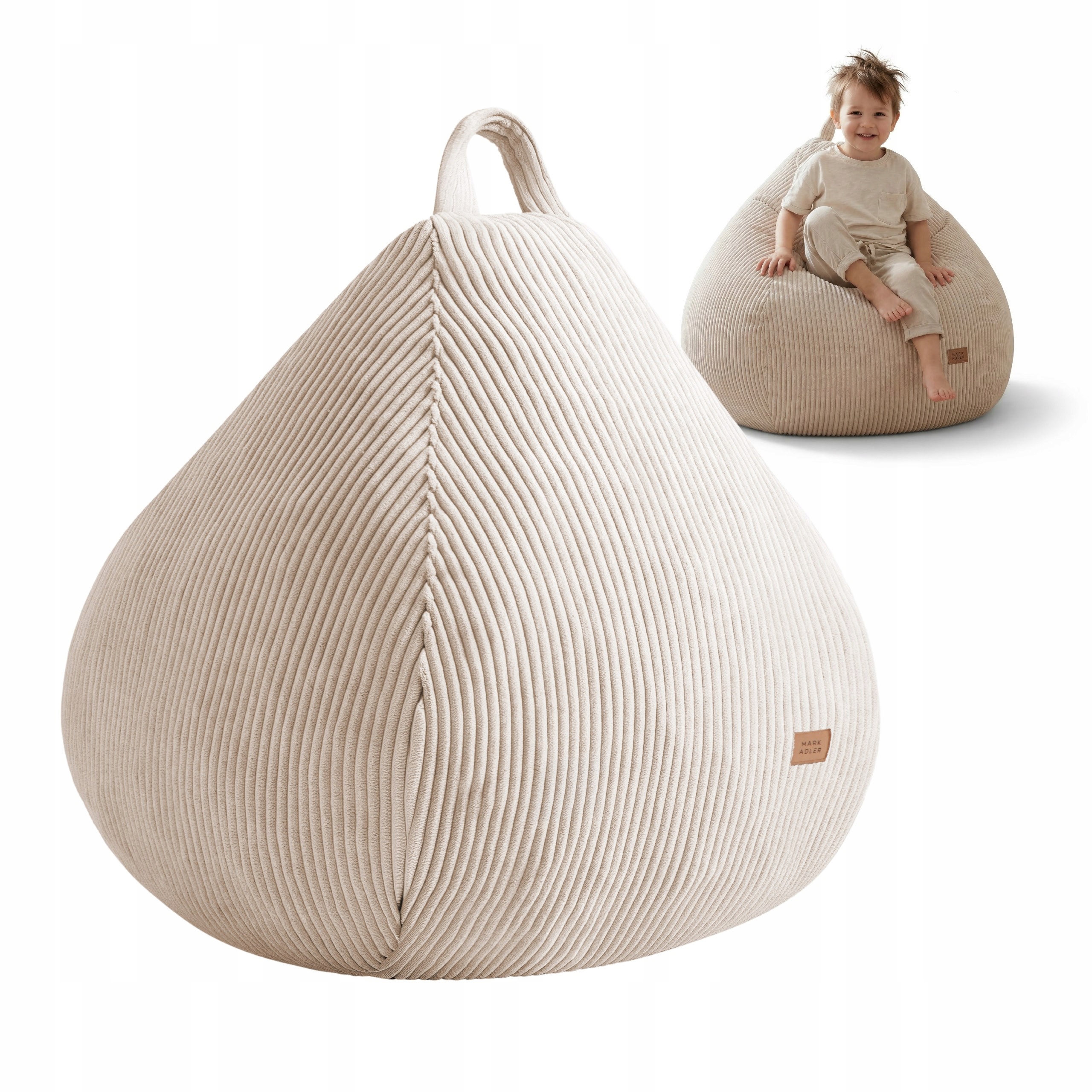 Křeslo taburet sametová Mark Adler béžová taška sedák taburet lehká zahrada