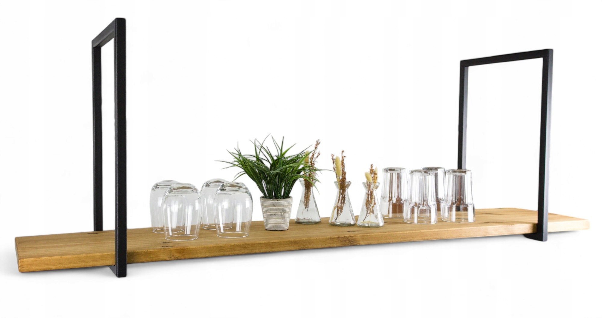 Závěsná stropní police Loft Industriální Pevná dřevěná police 145 cm x 30 cm