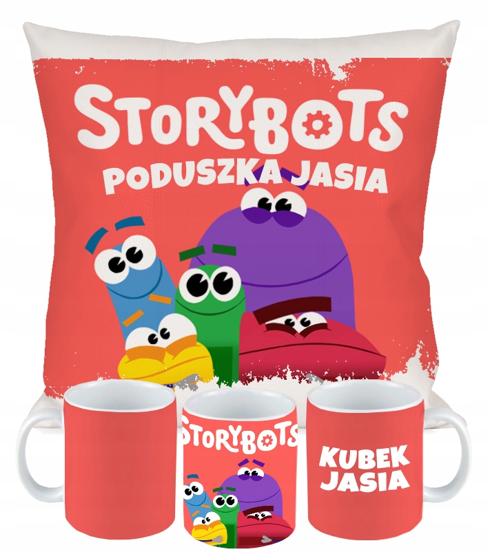 ZESTAW PODUSZKA KUBEK Mądroboty PREZENT + IMIĘ