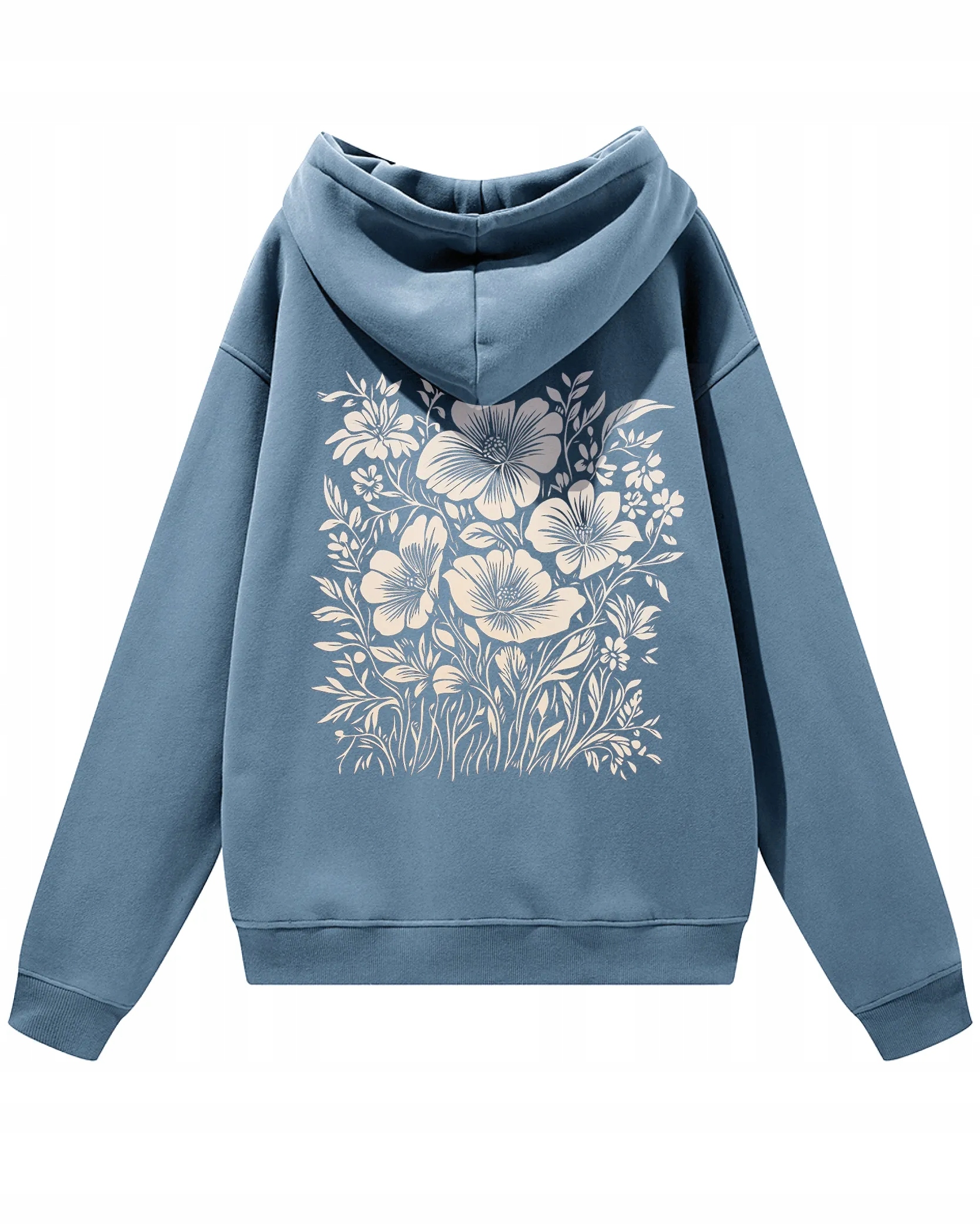 Oversize mikina květinový s kapucí , Nature and Elegance, modrá, XL