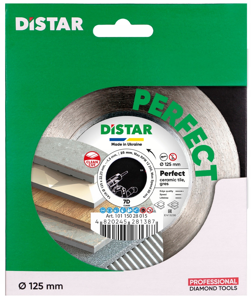 TARCZA DIAMENTOWA TNĄCA DO CERAMIKI GRESU 125MM PERFECT GRES DISTAR Seria Perfect