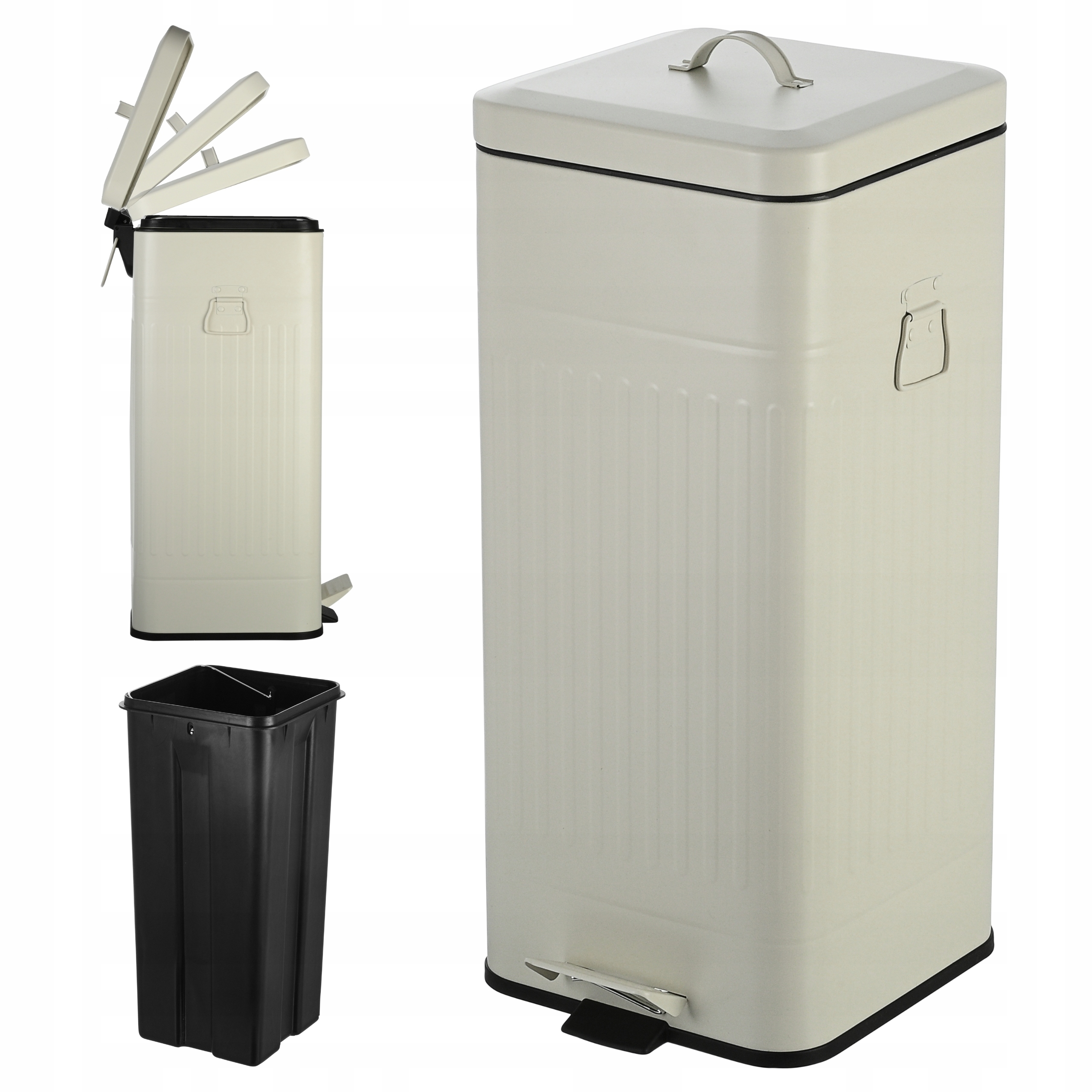 Kôš na odpadky do kuchyne s vekom jednokomorový 30 l kovový