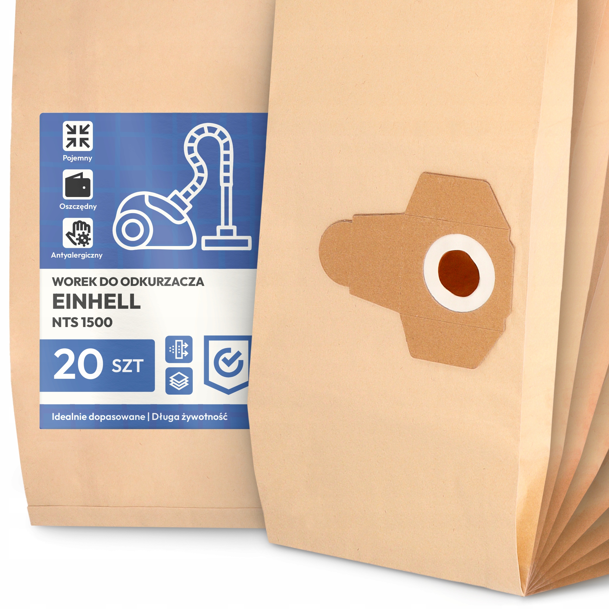 20 x Sáček Do Vysavače Einhell Nts 1500 Papírový Velký Silný Sáčky 2A