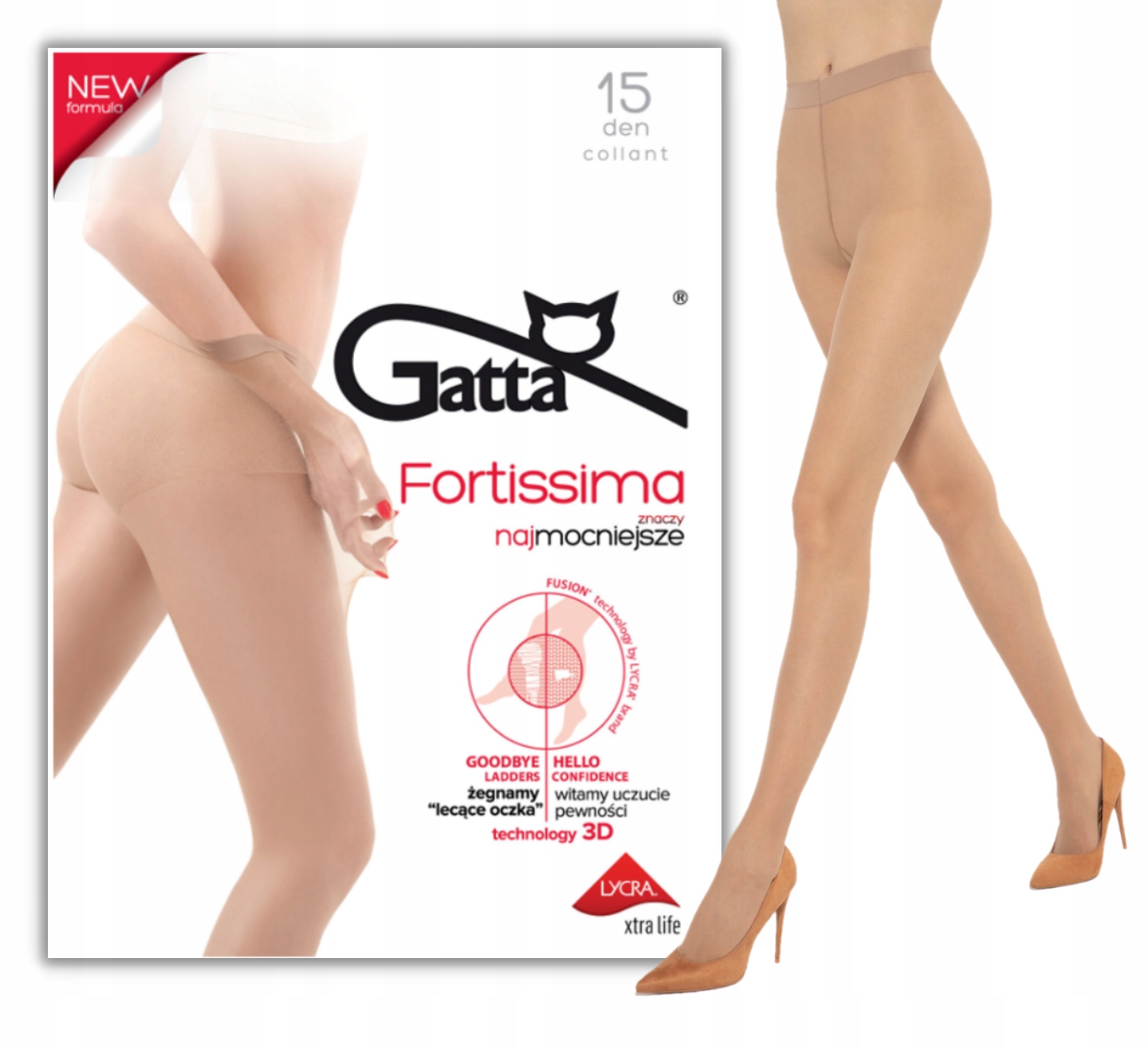 

Rajstopy Fortissima Gatta 15 den lycra 3-M visone