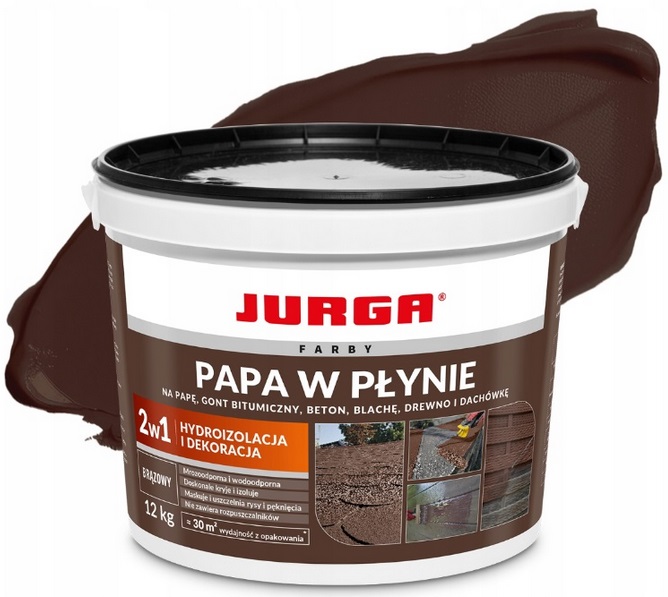 Jurga Papa W Płynie Uniwersalna Farba Na Dach Wodoodporna Brązowa 12KG