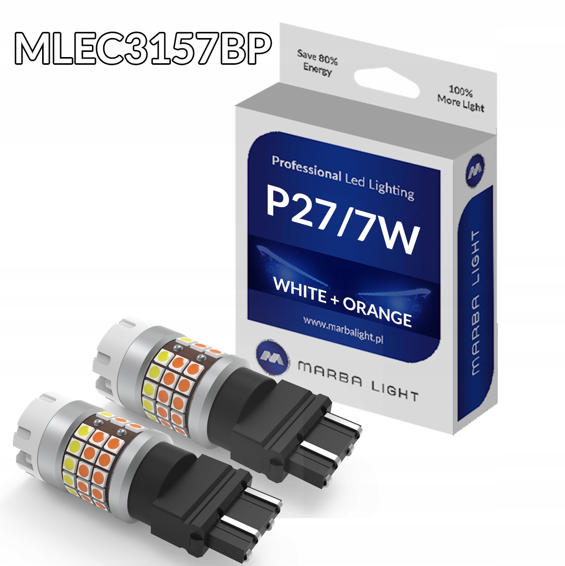 Led Žárovky Dvoubarevné P27/7W 3157 Ec Canbus Odporník Bílý Oranžový