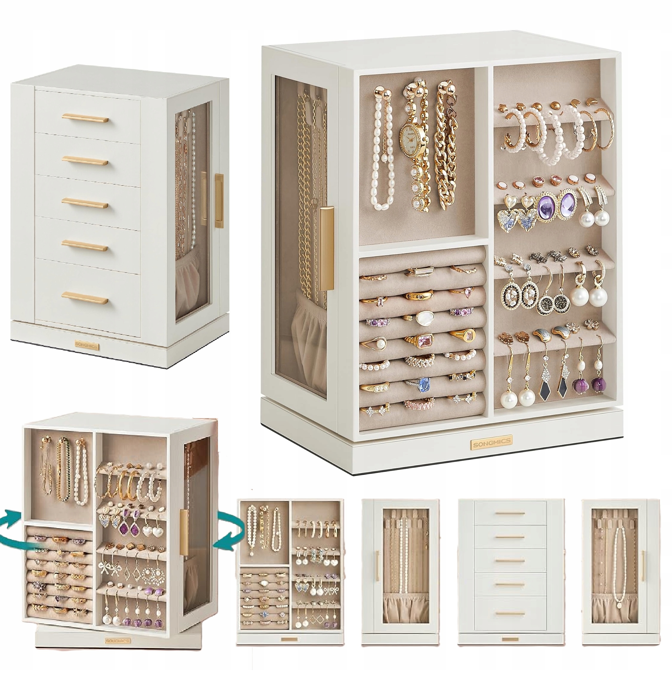 Šperkovnice Na Bižuterii Velký Otočný Organizér, Bílá Barva