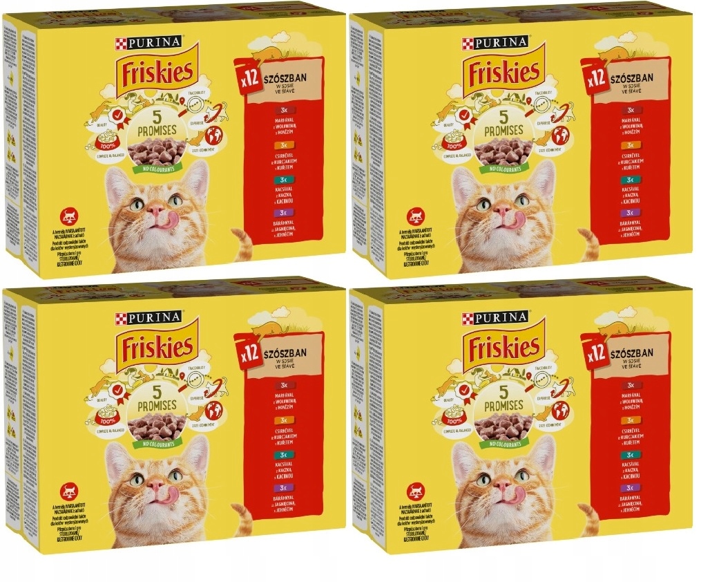 Levně Purina Friskies mokré krmivo pro kočky maso v omáčce mix chutí 48x85 g