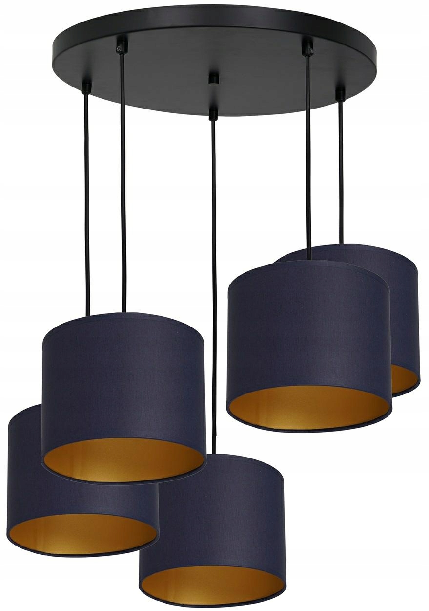Moderní závěsná stropní lampa Arden Modrozlatá Abažur 5xE27 stropní svítidlo