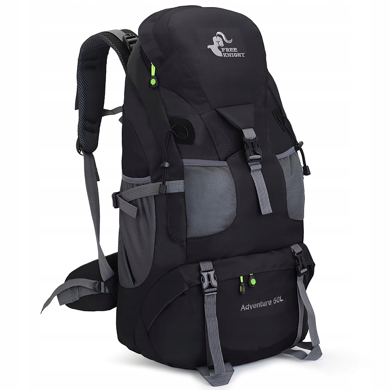 Bseash 50L Lekki Wodoodporny Plecak Turystyczny, Outdoor CZARNY