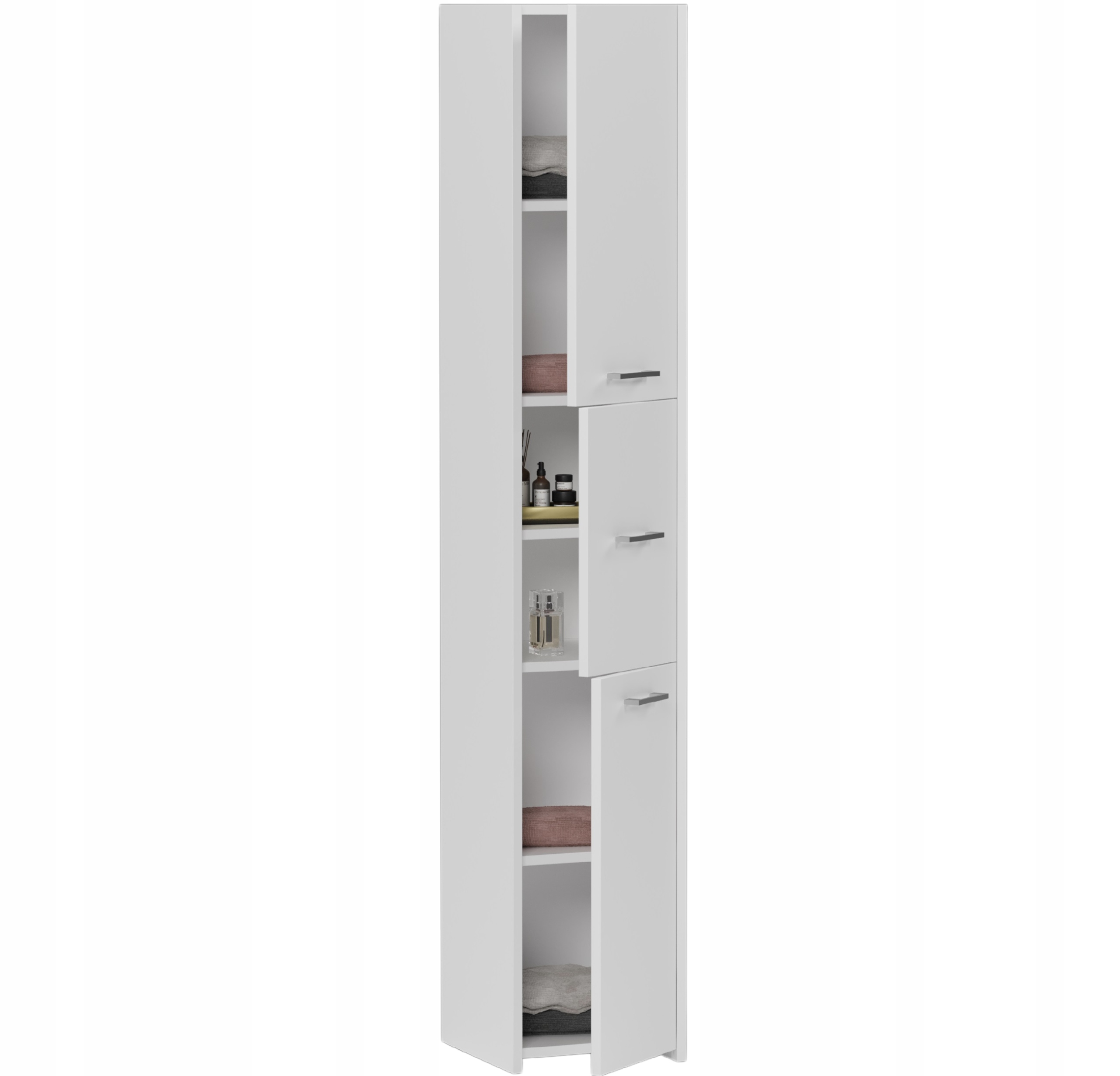 SZAFKA ŁAZIENKOWA REGAŁ SŁUPEK 30cm 3 DRZWI BIAŁA L-23