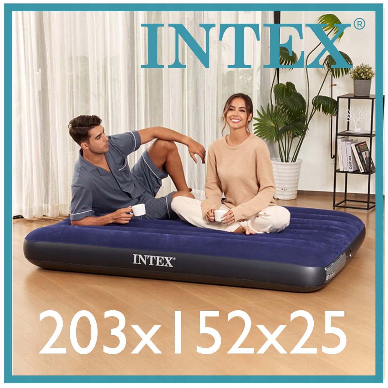Intex 64759 Materac dmuchany welurowy 203x152x25 dwuosobowy
