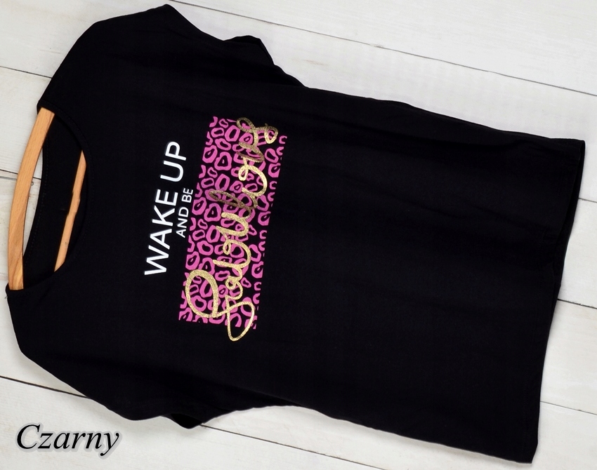 T74 T-SHIRT KOSZULKA POD SWETER ZŁOTY NAPIS M/L T74 Rozmiar M/L